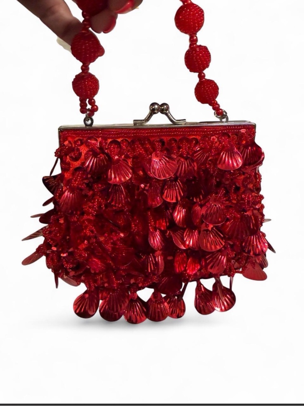 Red Sequin Tassel Evening Bag - Women - Picture 2 of 3